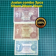 A913 duit kertas 50sen 20sen 10sen king malaya duit kertas lama zaman British MALAYA duit lama