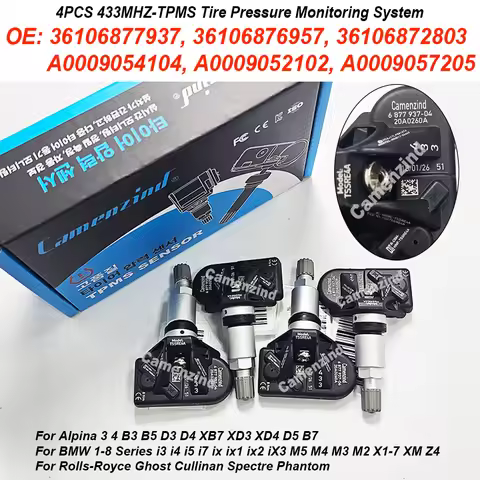 4PCS 433MHz TPMS Sensor 36106877937 36106872803 36106887147 A0009052102 A0009054104 For BMW i3 i7 i5