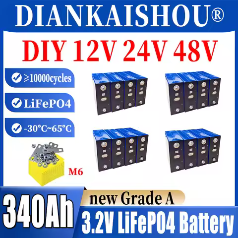 3.2v 340ah LiFePO4 Battery DIANKAISHOU Rechargeable Lithium Iron Phosphate Cell DIY 12V 24V 48V RV E