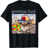 Greetings Huzz Funny Gen Z Gen Alpha Silly Cat Lollipop Men Cotton T-Shirt