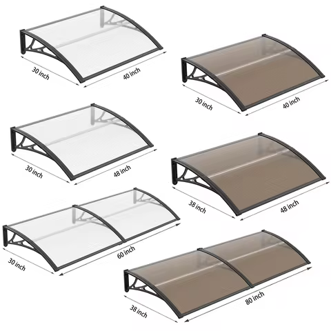 DIY Canopy Awning Polycarbonate Outdoor Waterproof Roof Cover For Door Entrance Patio Window Awnings