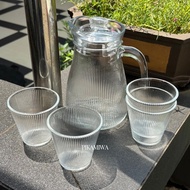 IMPORTED GLASS PITCHER WITH STRIPED MOTIF 5 IN 1 glass pitcher drinking pitcher hotel pitcher beauti