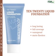 TEN TWENTY Liquid Foundation Long Lasting Full Coverage Waterproof Foundation Matte Flawless Finish