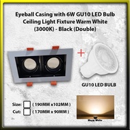 Eyeball Casing with GU10 LED Bulb Double Black - 3000K Warm White