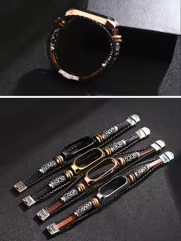 Leather Watch Band For Xiaomi mi Band 6 5 4 3 Bracelets Ethnic Style Retro Strap miband6 Fashion sma