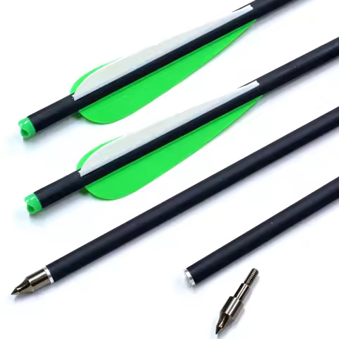 6/12/24Pcs Crossbow Bolt Arrows 17/20/22 Inches Mix Carbon Crossbow Arrow OD 8.8mm With Green Feathe