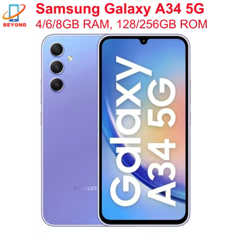 Samsung Galaxy A34 5G A346B A346E A3460 Original 6.6" AMOLED 4/6/8GB RAM 128/256GB Octa Core Exynos 