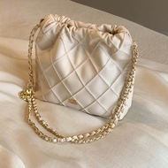 South Wind Chio2nd Waffle Ring-Lattice Bucket Bag Delicate Small Fragrant Wind Ring-Lattice Chain Ba