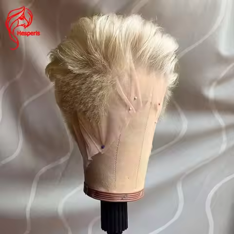 Hesperis Men Wigs Shaved Cut Short 613 Color Full Lace Human Hair Wigs For Men Pre Cut Remy Hair Sho