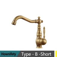 Antique Kitchen Faucet Hot and Cold Water Mixer Tap Single Hole Retro Bathroom Faucet Ceramic Rotata