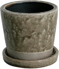 Dulton Plant Pot Planter No. 5 Clay With Saucer Hole Ceramic Pot Color Garden Supplies Height 7.3 in