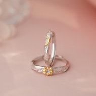 Ganjia S999Pure Silver Sun and Moon Couple Rings Valentine's Day Gift High-end Design Niche Hand Jew