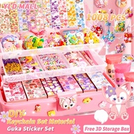 【Upgraded Version】1008pcs Guka Suit 3-Layer Storage Box DIY Phone Case Cream Glue Guka Large Sticker