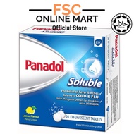 [FSC] Panadol Soluble For Fever And Aches Relief 20 Tablets - Boxes