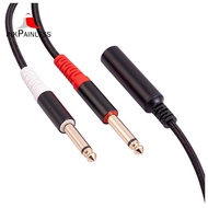 1Pcs 6.35mm 1/4 Inch Stereo TRS Female to 2 Dual 6.35mm Mono TS Male Y Splitter Cable Audio Adapter Cable