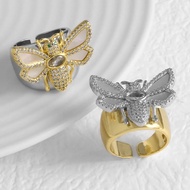 CZ Crystal Shell Bee Rings Statement Women Rings Copper Two Tones Honeybee Rings Fashion Jewelry rig