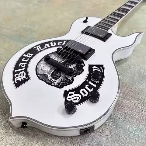 White Electric Guitar Zakk Wylde Audio Odin Grail Black Label Society Ship US Electric Guitar-Themed