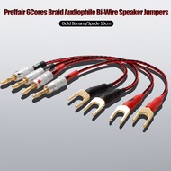 Hi-End Audio 6Cores Braid 15cm bridge Audiophile Jumper Cable Hifi Speaker Nakamichi Gold Plated Y Spade Terminal Canare Cable