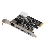 PCIE Gigabit Network Card Desktop Ethernet PCIE to USB3.0 Adapter Card Expansion Card HUB Splitter
