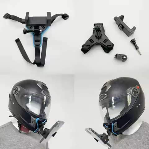 Motorcycle Helmet Chin Strap Mount Holder With Phone Clip For GoPro 11 10 9 Action Camera Full Face 
