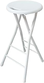 24/28 inch Tall Folding Stool with Handle, Round Compact Foldable Kitchen High Chair Steel Frame Leg