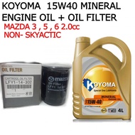 MAZDA 3, 5  2.0 (NON-SKYACTIV), MAZDA 6 2.2 (D)  CX5 2.2 (D) OIL FILTER + KOYOMA 15W40 MINERAL ENGIN