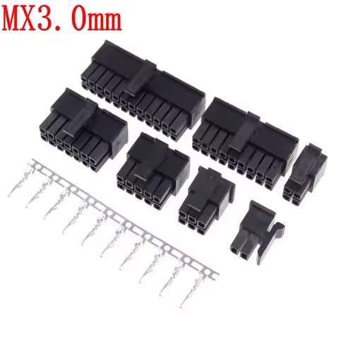 10sets Micro-Fit 3.0 2P 4P 6P Connector 3.0mm Pitch Male Housing 8P 10P 12 16P 18P 20P 24Pin Mini 55