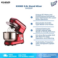 KHIND 3.5L Stand Mixer SM350P | Unique DC Motor and POM(Polyoxymethylene) Gear Mechanism for Lower N