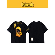 Bkmk เสื้อยืดแขนสั้น ผ้าฝ้ายแท้ ทรงหลวม ขนาดใหญ่ แฟชั่นฤดูร้อน สําหรับผู้ชาย และคู่รัก