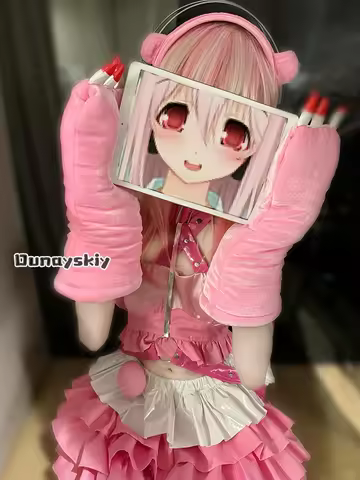 SUPER SONICO GRG Racing Queen Genus Gloomy Bear Cosplay Costume with socks Pink Suit with Wig