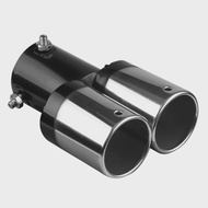 Bolt-on Dual Exhaust Tip Rolled Stainless Steel Square End One Change Two Double Slant Cut Tailpipe