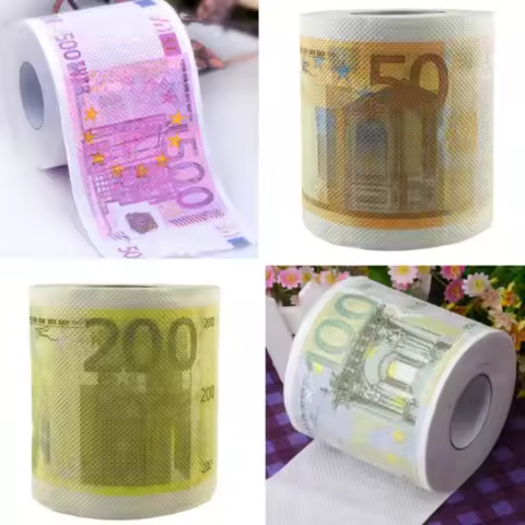 1roll 30m 500 Euro Design Printed Paper Toilet Tissues Roll Wholesale for Party Supply