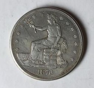 美國貿易銀 拿花女神銀幣1876 S字註記 C32 保真