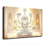Seven Chakras Canvas Wall Art Zen Meditation Decor (16×24inch-Unframed)
