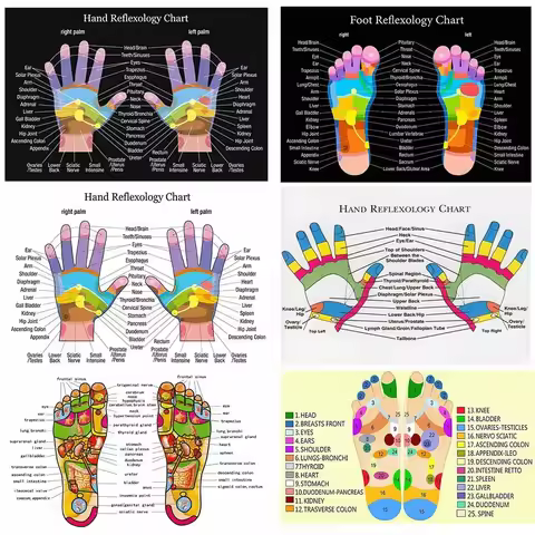 Hd More Style Reflexology Labeled Hand Chart Print Art Canvas Poster For Living Room Decoration Home