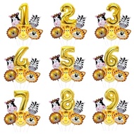 Festive 40cm number balloon Set package + 5 Animal jungles