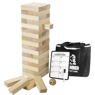 Gentle Monster Giant Tumble Tower with Dice & Game Board, 56 Pcs Large Size Wooden Stacking Game, Cl