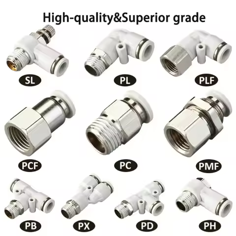 White Pneumatic Connector PC PB PL SL 1/4 1/2 BSP Male Female Thread Air Tube Connector Pneumatic Fi