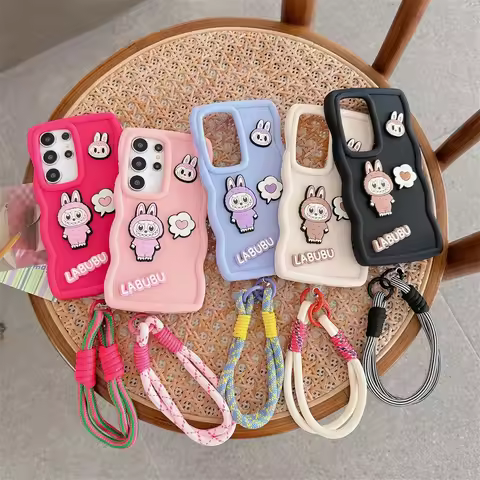 Cartoon Cloth Lala Wrist Strap Phone Case for Samsung Galaxy A06 A55 A35 S21 FE S25 S24 S22 Ultra S2