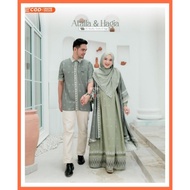 Athalla Shirt &amp; Hagia Dress by Attin Couple Set Kemeja &amp; Gamis Simpel