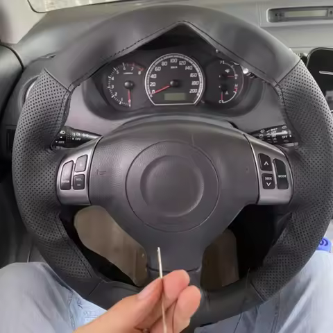 Custom Car Steering Wheel Cover Hand Sewn Black Leather For Suzuki Swift Sport Splash Opel Vauxhall 