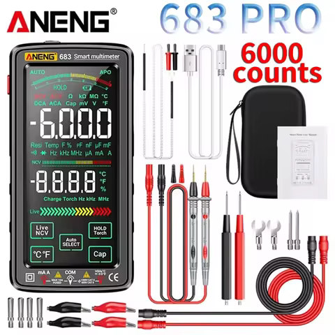 ANENG 683 Pro Digital Multimeter High-end Touch 6000 Counts Rechargeable DC Voltage Tester Current M