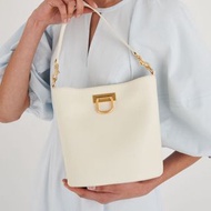Oroton Cream Bucket Bag with Gold Hardware
