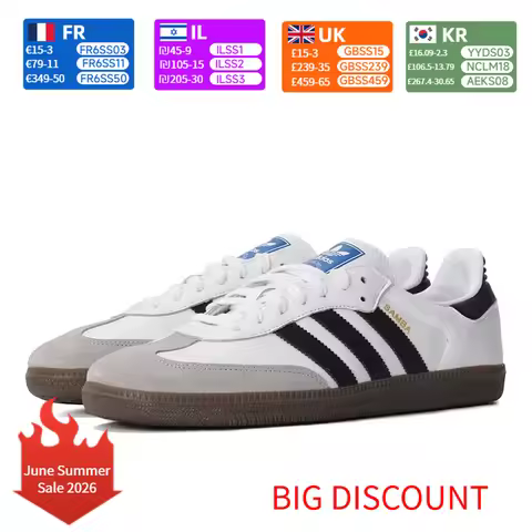 adidas Originals SAMBA OG Soft upper for comfortable feel Low-top skate shoes Unisex style Black, wh