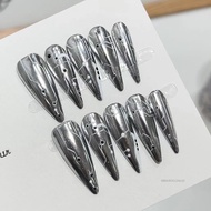 Punk Style Silver Long Press on Nails Sweet & quyến rũ tái sử dụng móng tay giả S1-9LA-HOS-VN