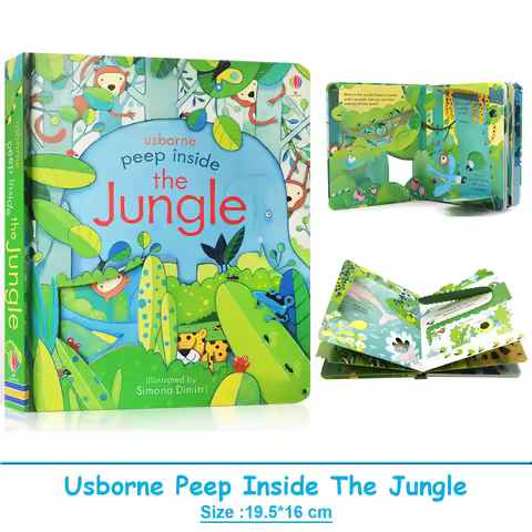 Usborne Peep Inside The Jungle 3D Flap Board Books Educational English Book for Kids Baby Reading Pi