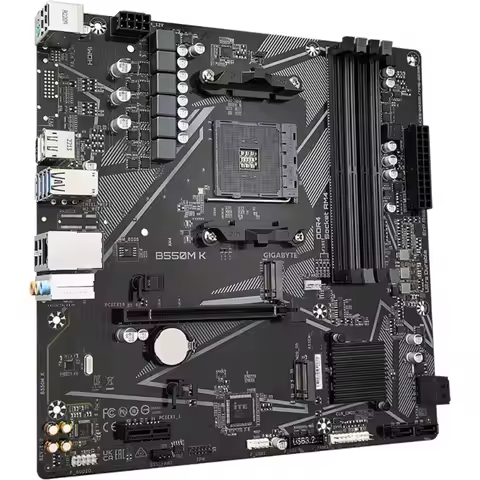 AMD B550M Ryzen AM4 Micro-ATX Motherboard with Dual M.2 Slots PCIe 4.0 DDR4 SATA 6Gb/s Gigabit LAN