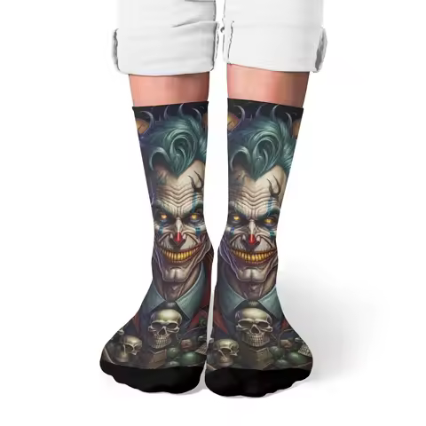 Novelty Clown Skull Socks Harajuku Style Crazy Hip-Hop Retro Trend Casual Men's Socks Halloween Part