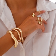 European and American Jewelry Ring Bracelet 6-piece set Hollow pleated ring set 3-piece set Irregula