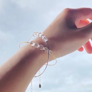 天然白水晶球手鐲 925銀(鍍金/白金/玫瑰金)